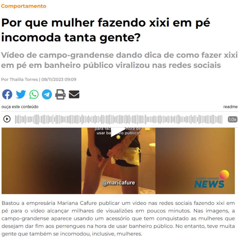 G1 MS — Mulher descobre jeito de fazer xixi em pé e viraliza